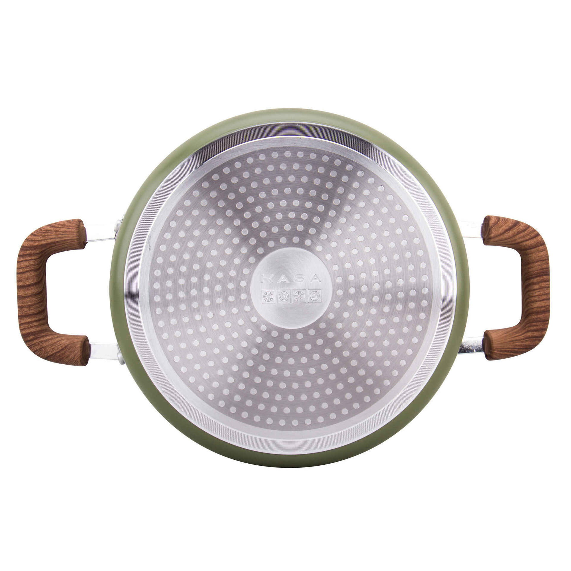 Ca&ccedil;arola Antiaderente Alum&iacute;nio com Asas 24cm Verde Oliveira Gourmet Kasa