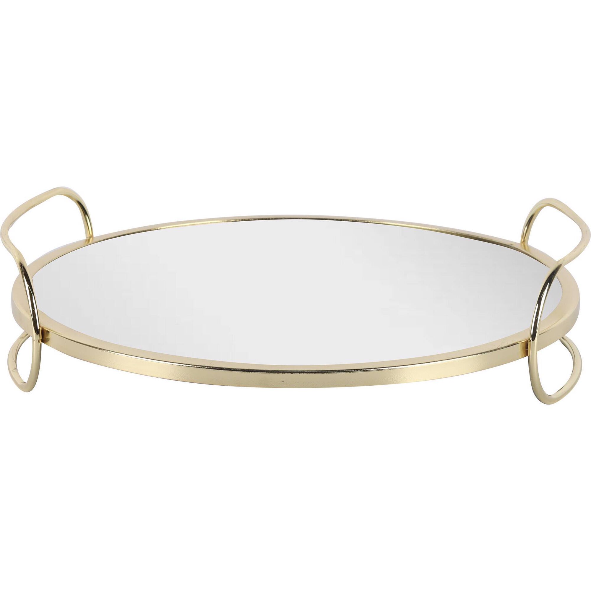 Tabuleiro Redondo Espelhado 31x7,7cm Dourado Kasa
