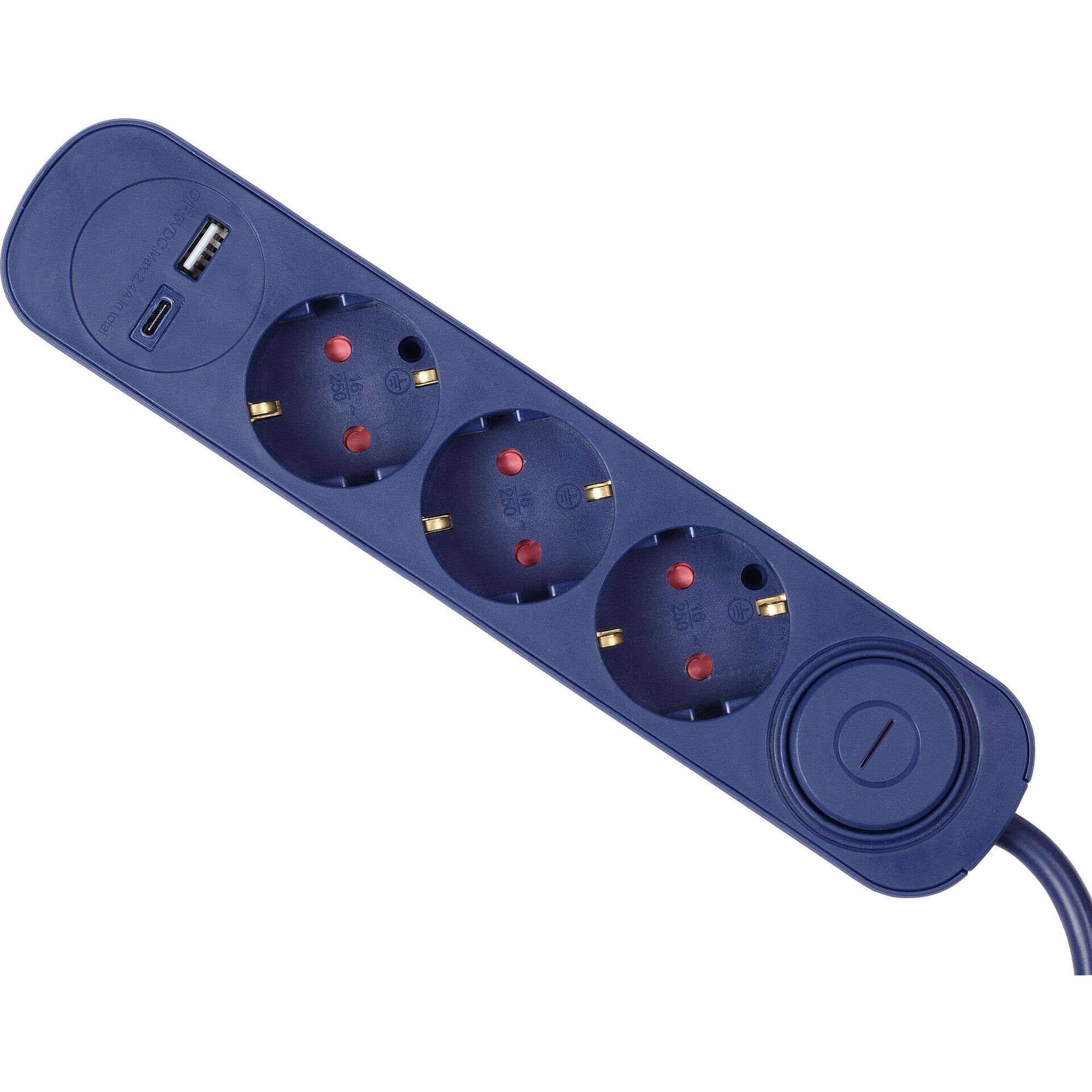 Bloco de 3 Tomadas com Interruptor USB e USB-C 1,5 m Ganga Marshmallow