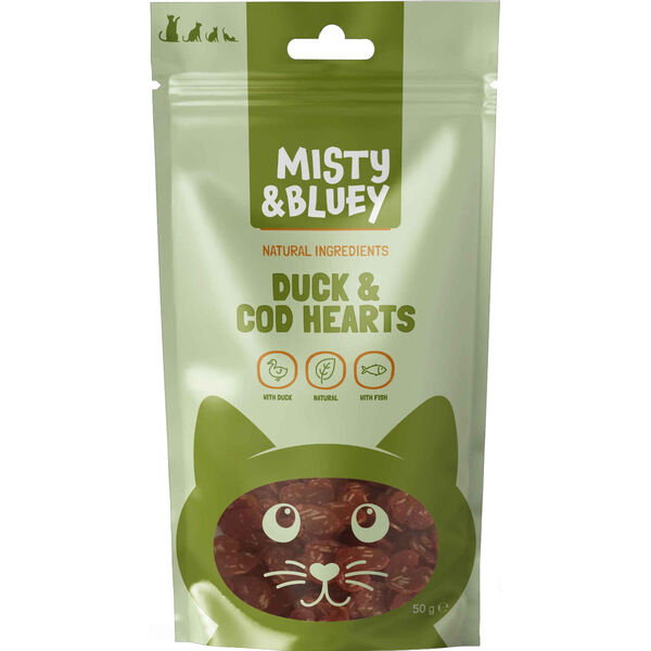 Snack para Gato Corações Pato Misty & Bluey