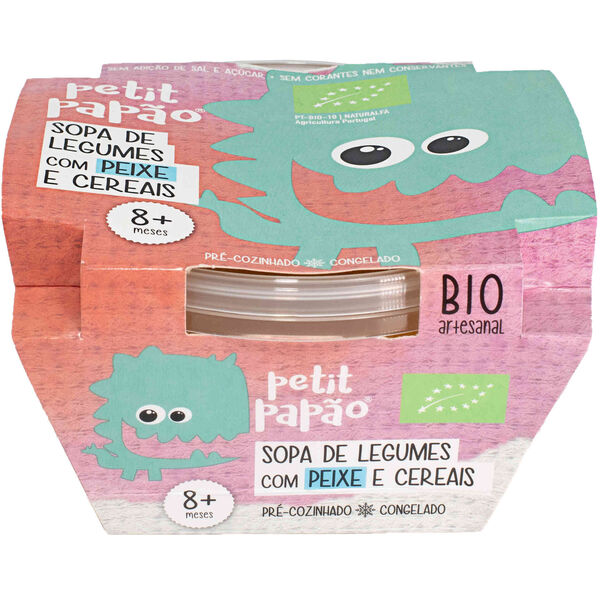 Sopa de Legumes com Pescada e Cereais Biológico Bebé +8M Petit Papão