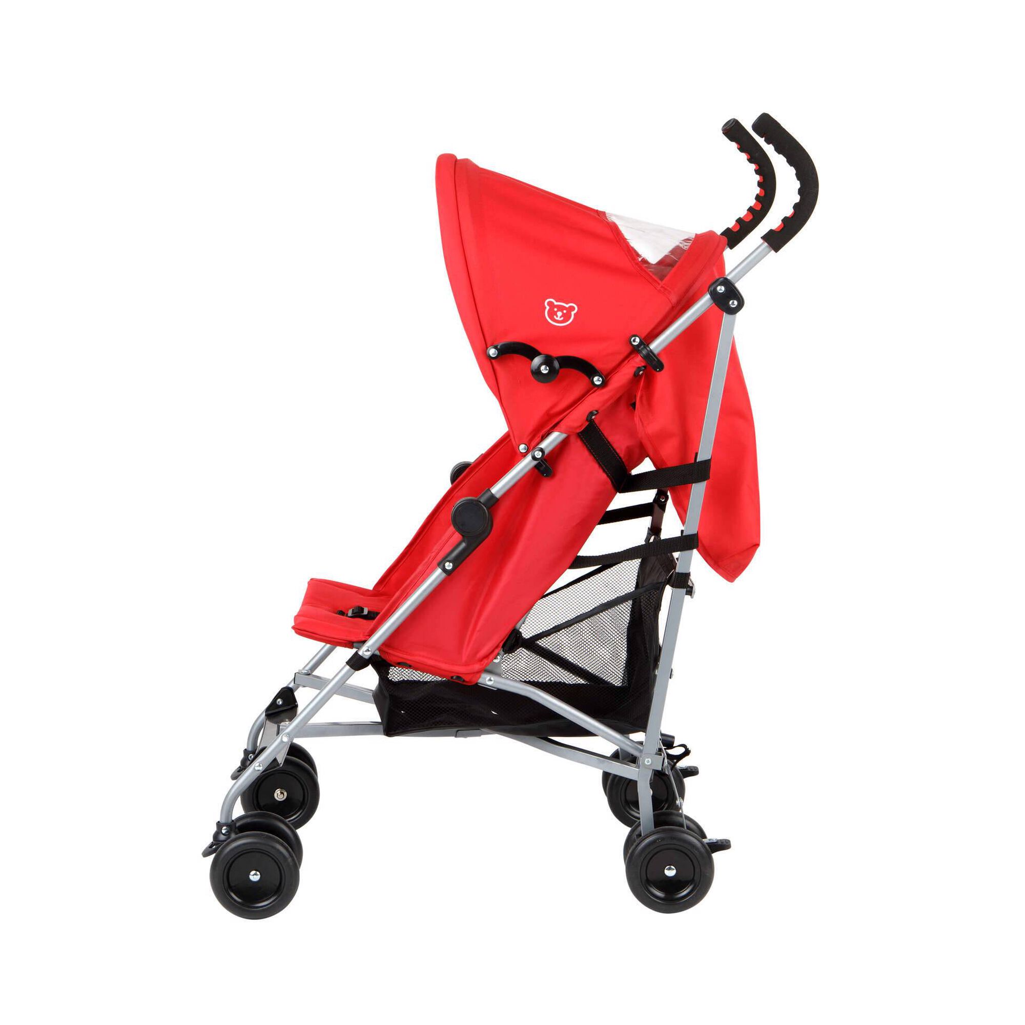 Carrinho de Passeio com Capota Reclin&aacute;vel Vermelha Happy Bear