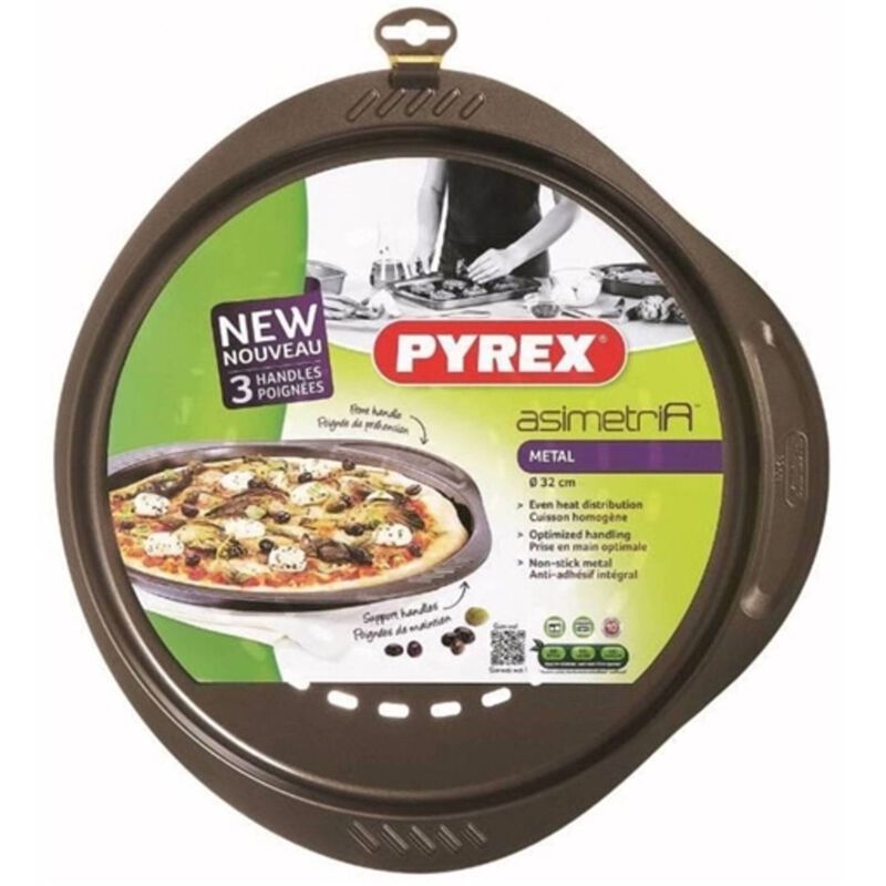 Forma Pizza Metal 32cm Castanha Asimetria Pyrex