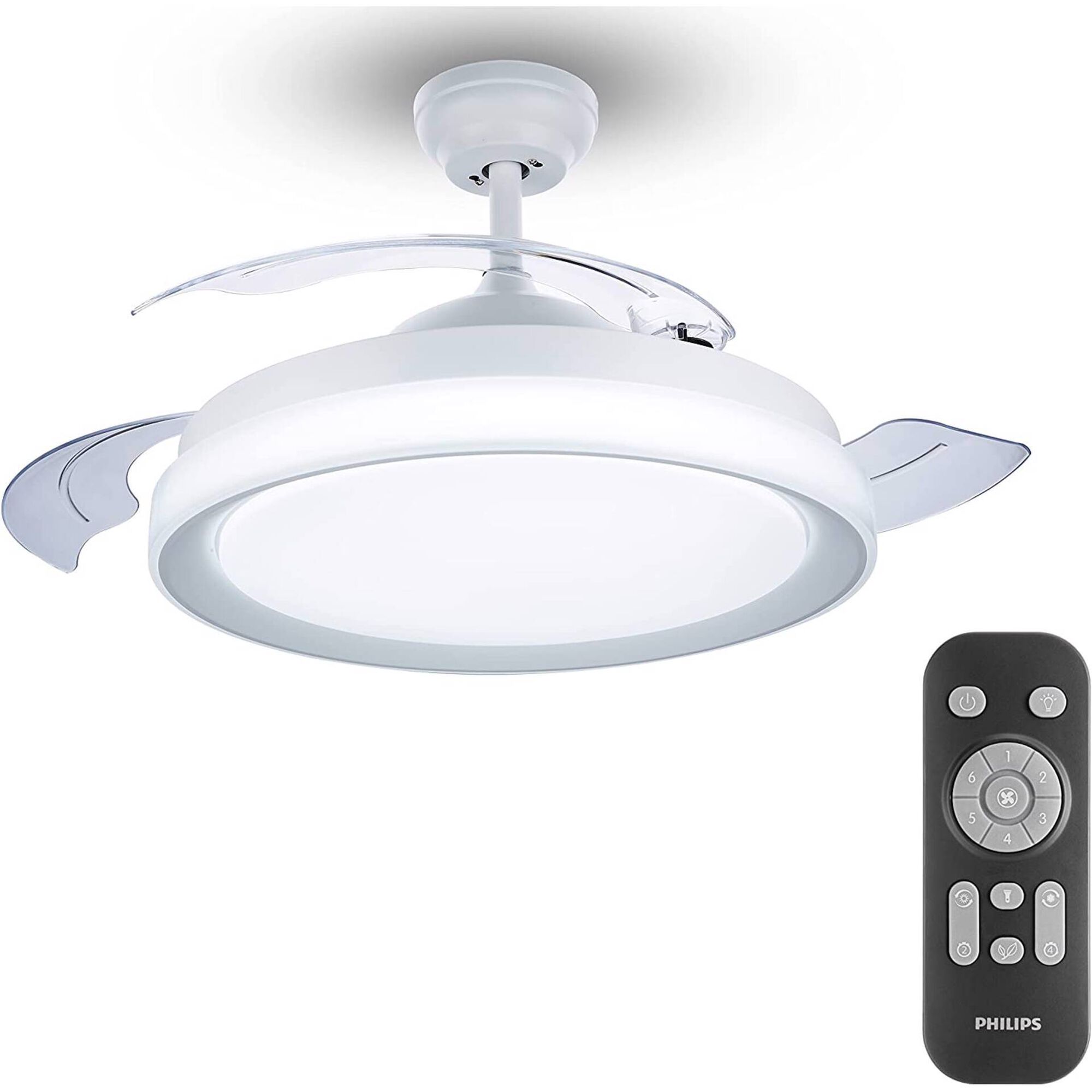 Ventoinha Teto LED com Comando 4000K 45W Branco