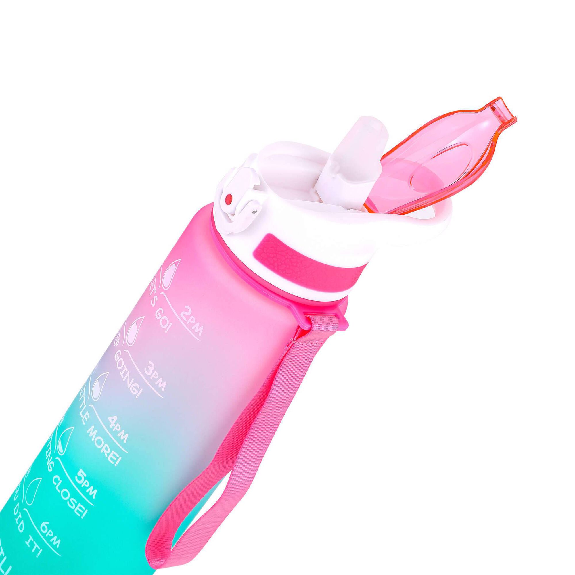 Garrafa Plástico 1L Rosa e Verde Tritan