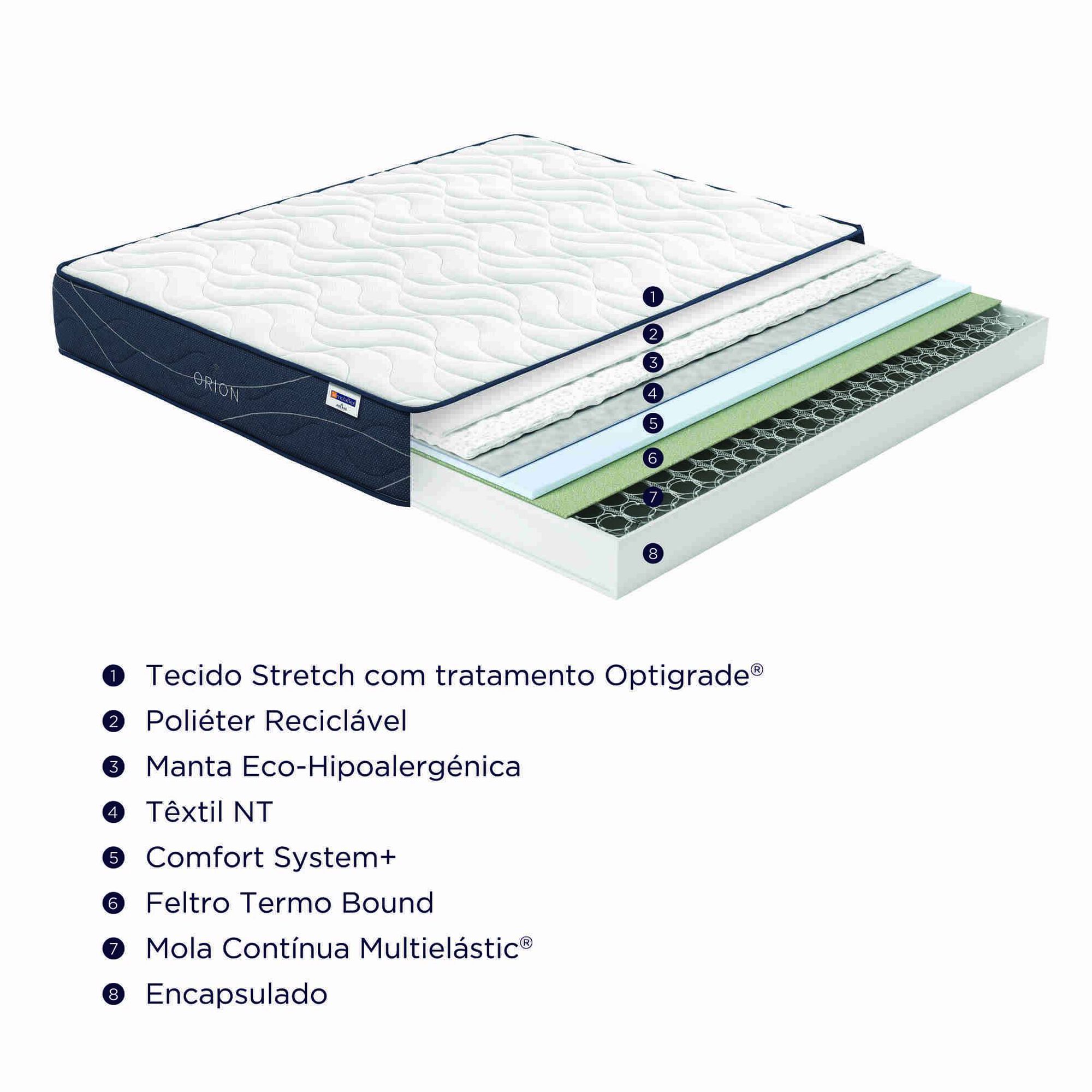 Colchão Mola Contínua Multielástic Solteiro 90x190cm Orion