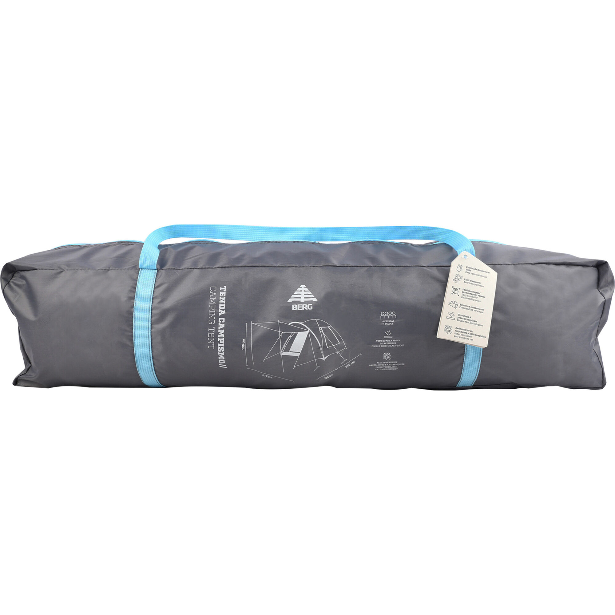 Tenda 4 Pessoas Cinza e Azul Berg
