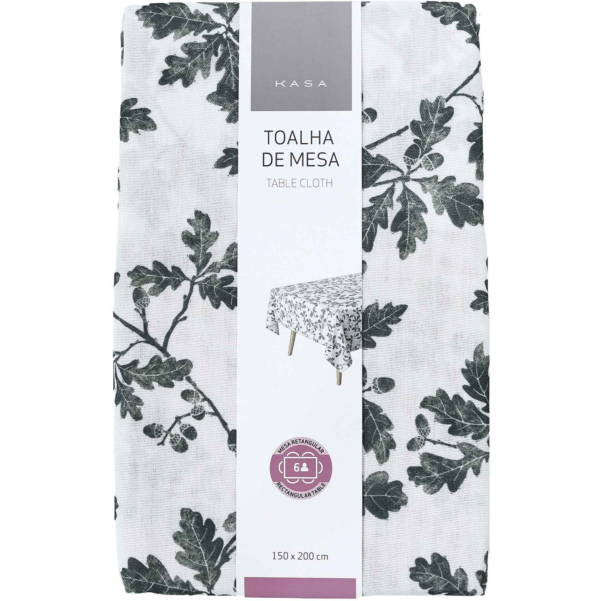 Toalha de Mesa 200x150cm Slub Ramos Deep Moss Kasa