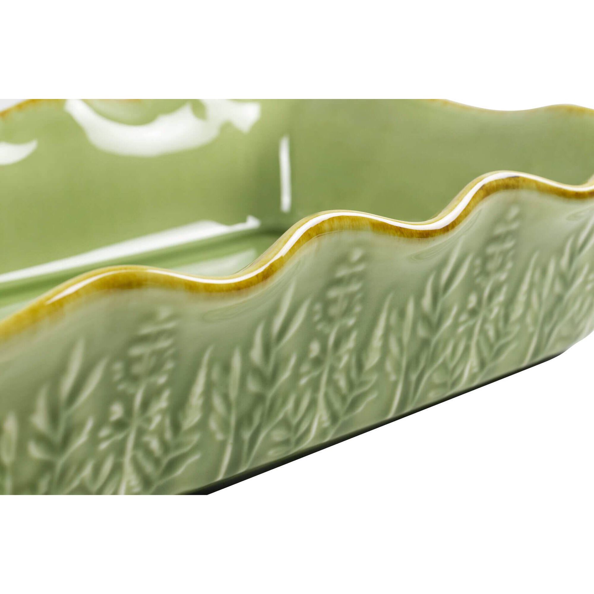 Assadeira 29x19cm Retangular Folhas Verde Claro Kasa