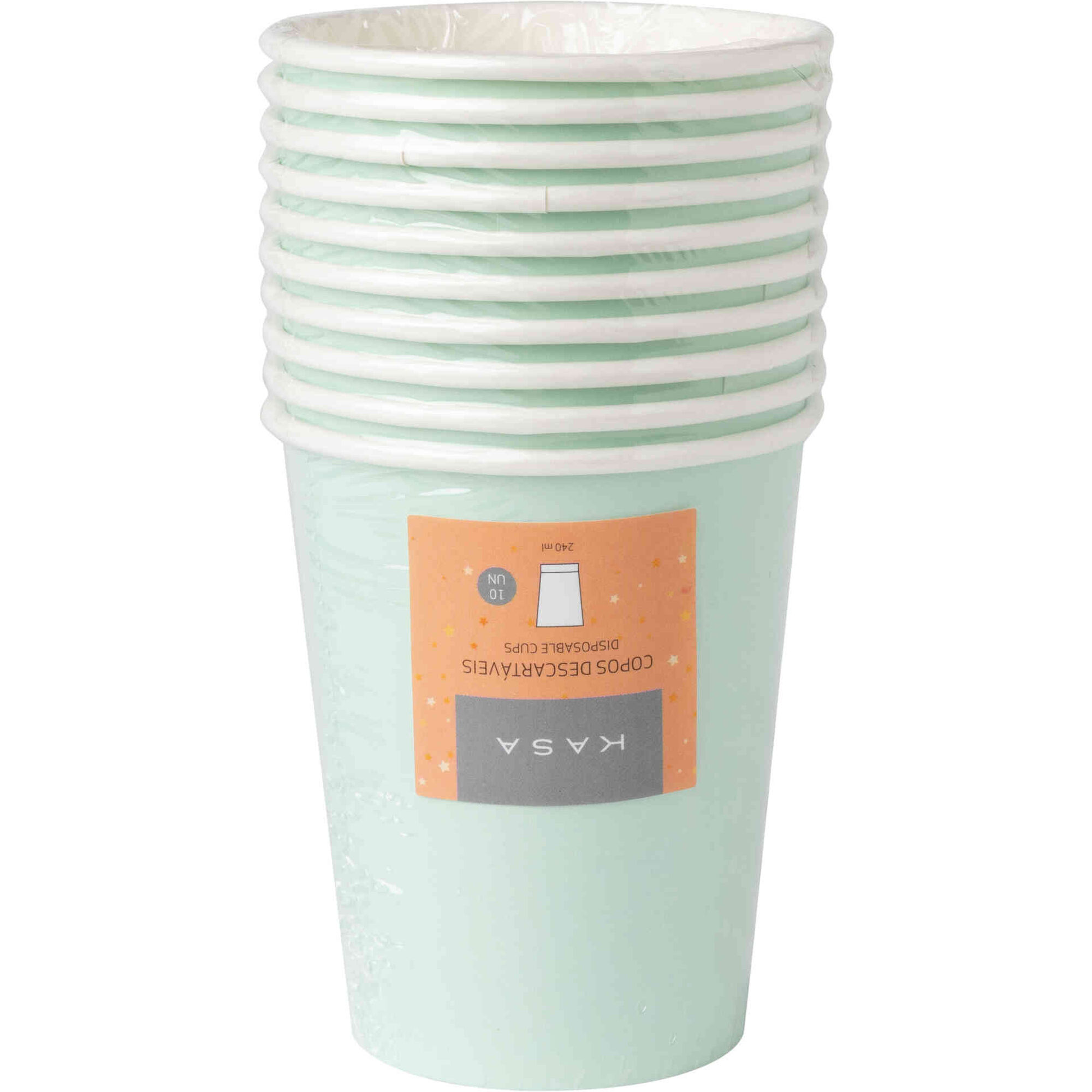 Conjunto 10 Copos &Aacute;gua 240ml Papel Soft Menta