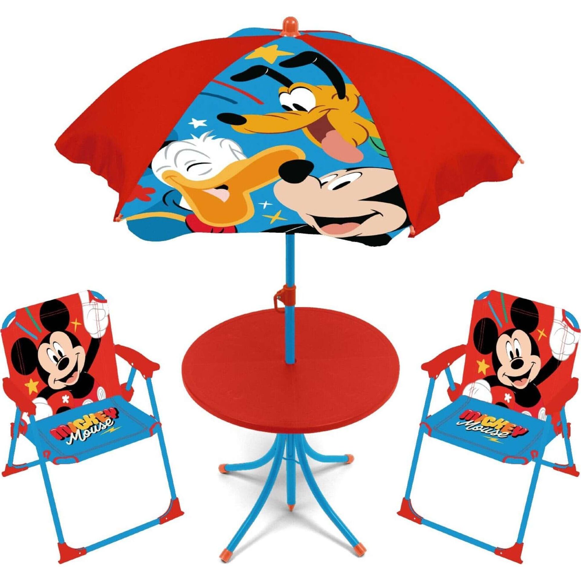 Conjunto de Mesa, 2 Cadeiras e Guarda-sol Disney Mickey