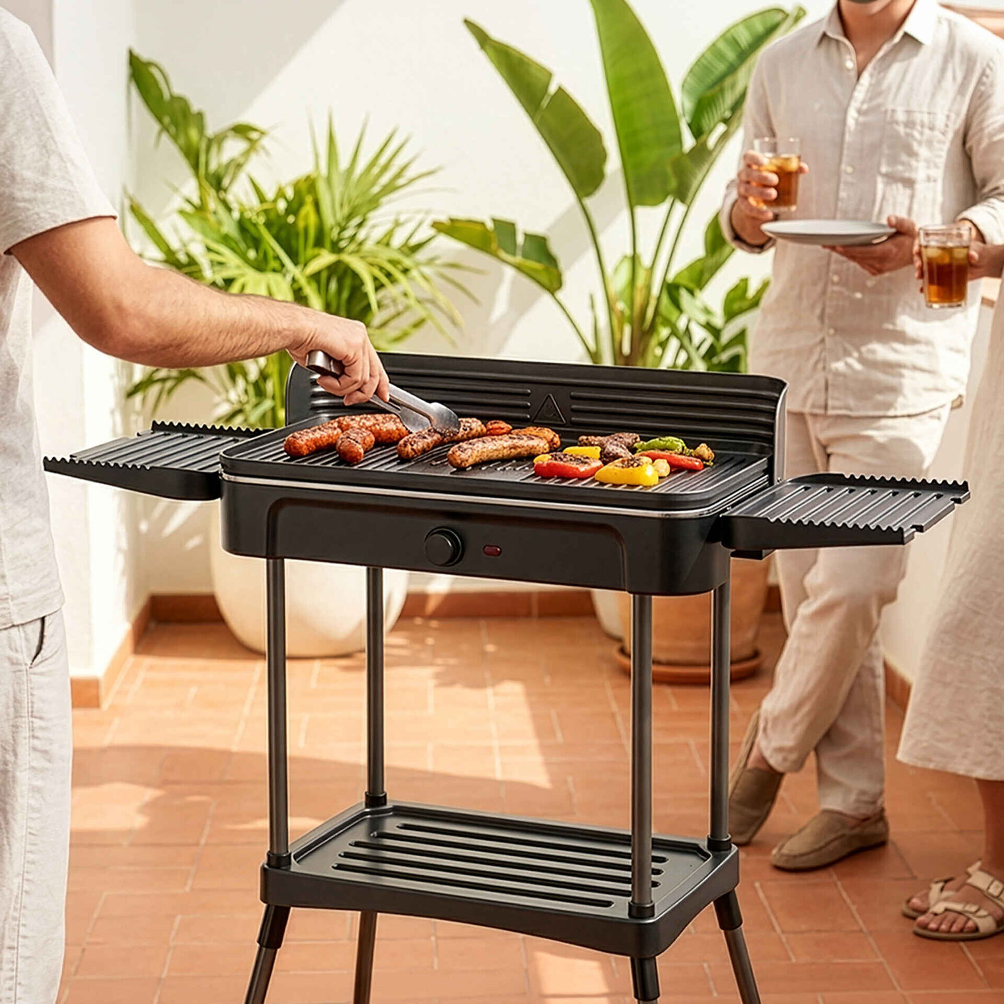Barbecue El&eacute;trico 2200W 50x25x110cm Preto Lagos BBQ Collection