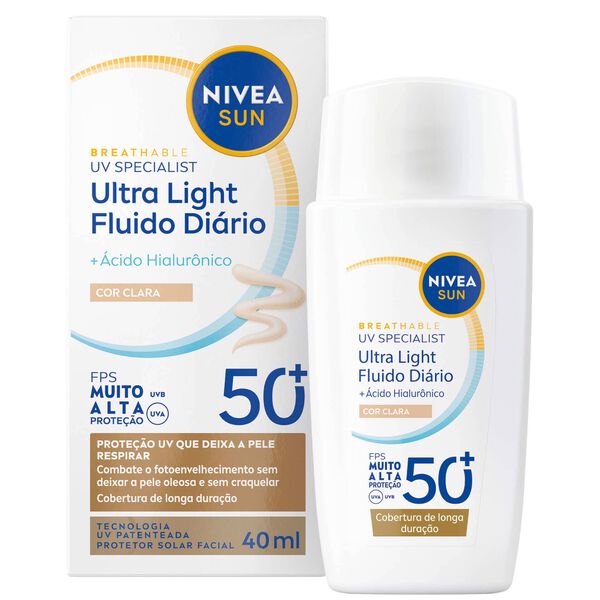 Protetor Solar Fluído Diário com Cor Light FPS 50+ Nivea Sun