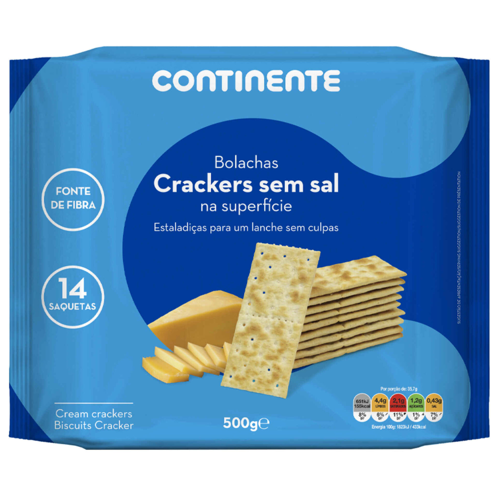 Bolachas Crackers sem Sal na Superfície