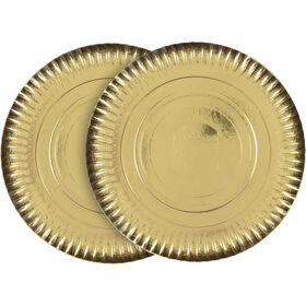 Conjunto 2 Pratos Redondos Papel para Bolo 27,5cm Dourados