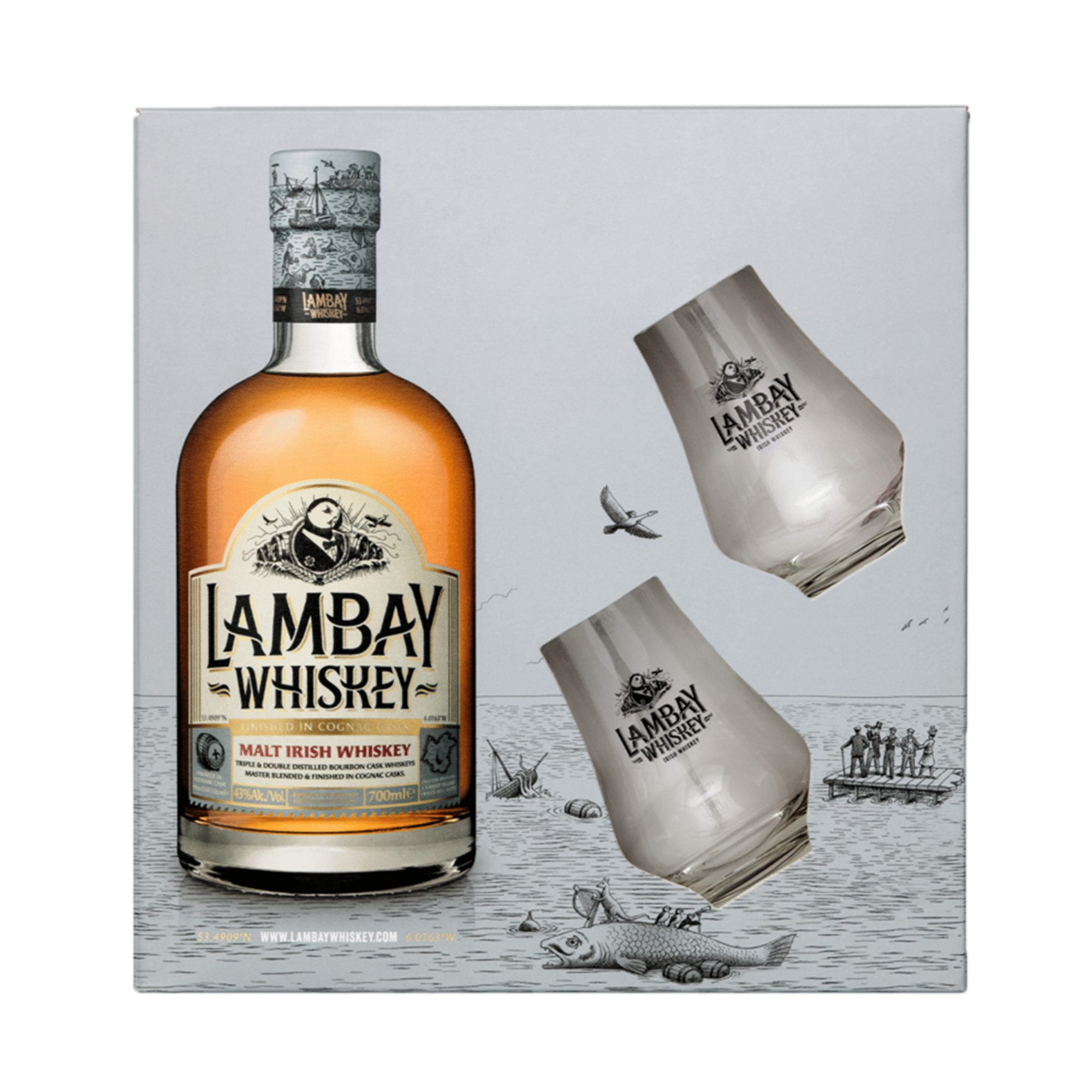 Whisky Lambay Malt Conjunto Com 2 Copos