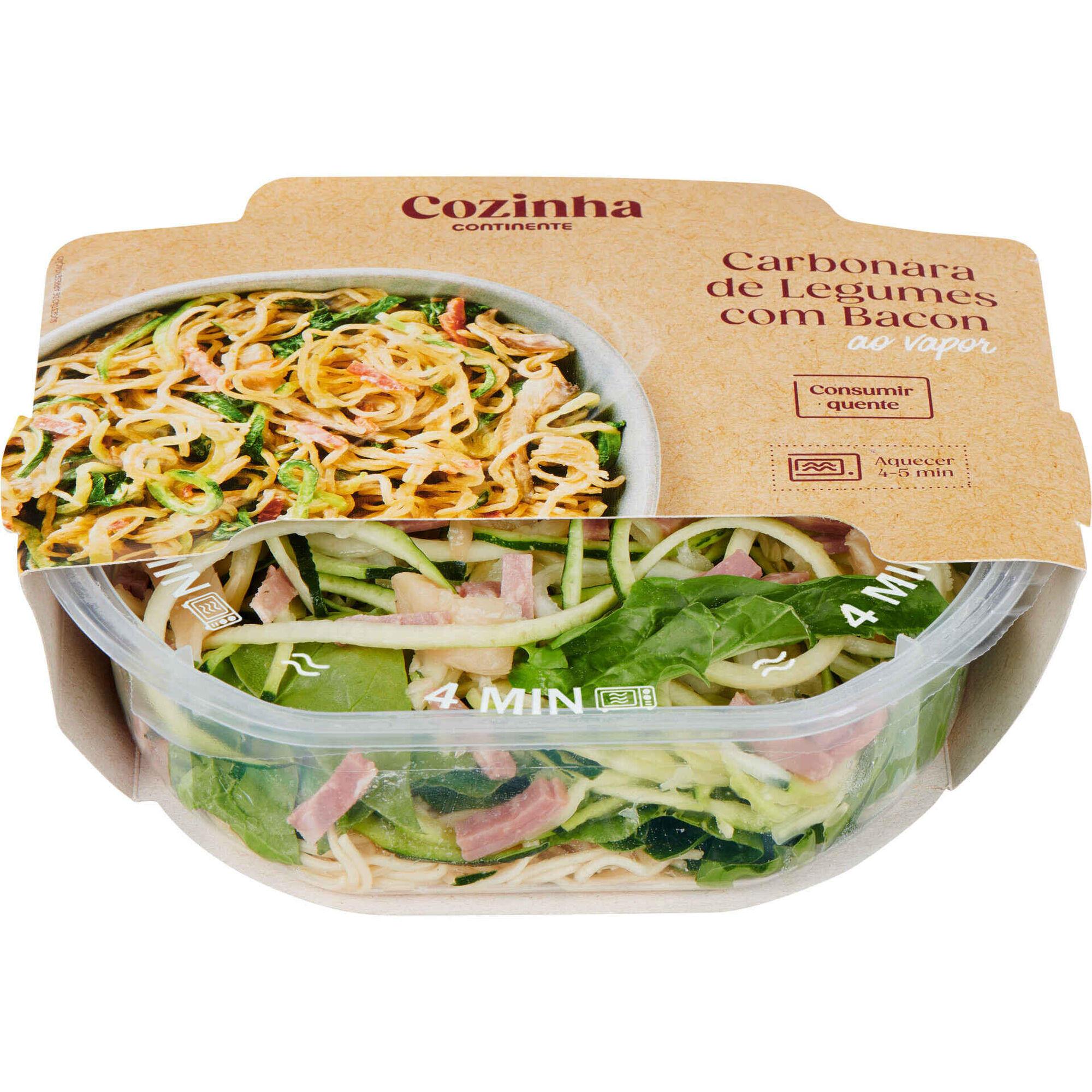 Carbonara de Legumes com Bacon ao Vapor