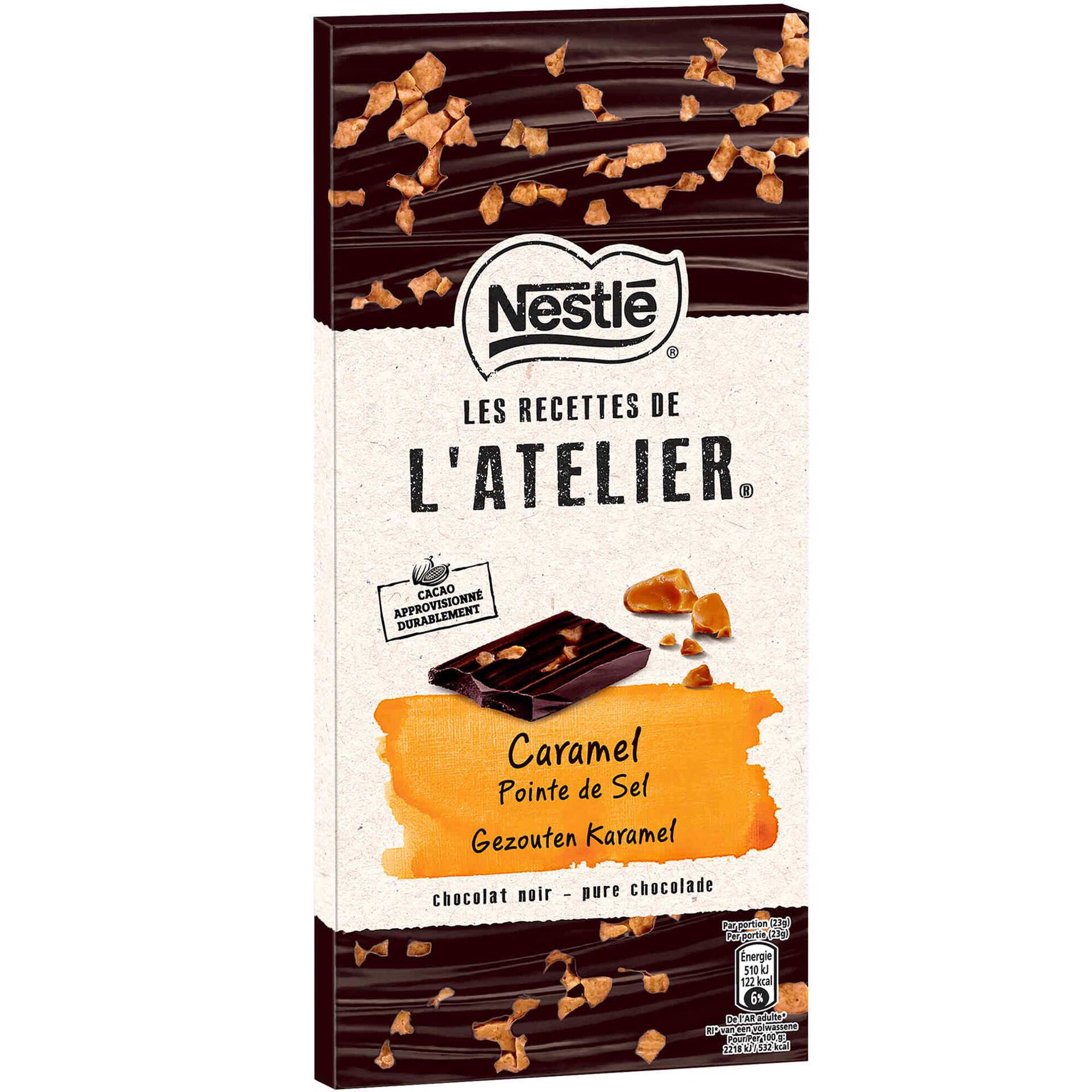 Tablete de Chocolate Negro com Caramelo Les Recettes de L'Atelier Tablete de Chocolate Negro com Caramelo Les Recettes de L'Atelier
