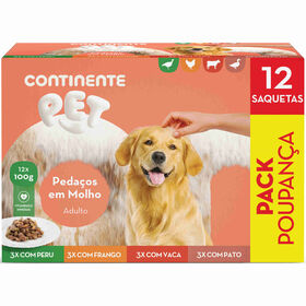 Comida H&uacute;mida para C&atilde;o Adulto Carne e Vegetais Continente Pet