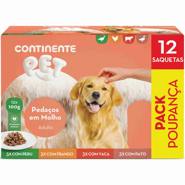 Comida Húmida para Cão Adulto Carne e Vegetais Continente Pet