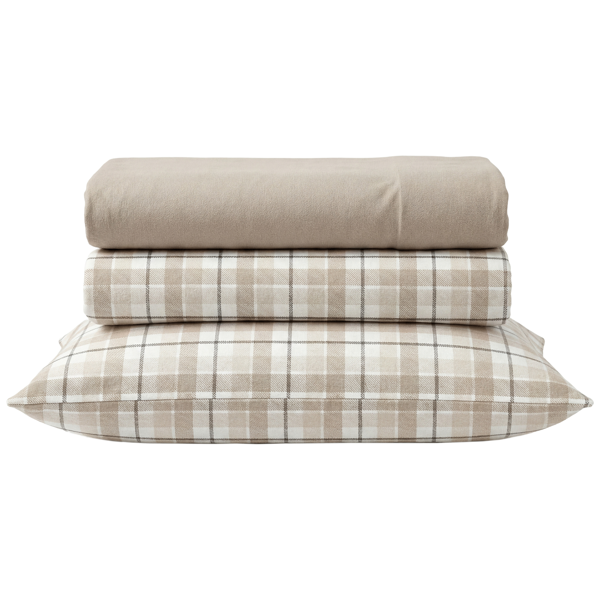 Conjunto de Len&ccedil;&oacute;is Flanela 270x160cm Quadrados Bege Kasa