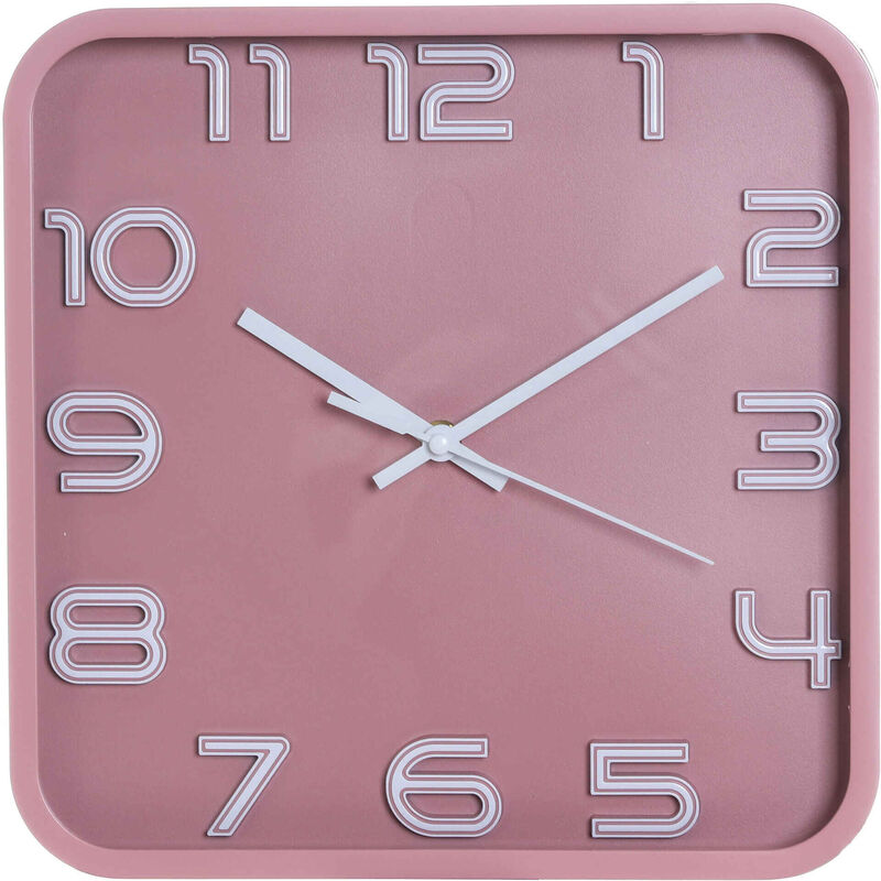 Relógio Quadrado 29x29cm Rosa Kasa