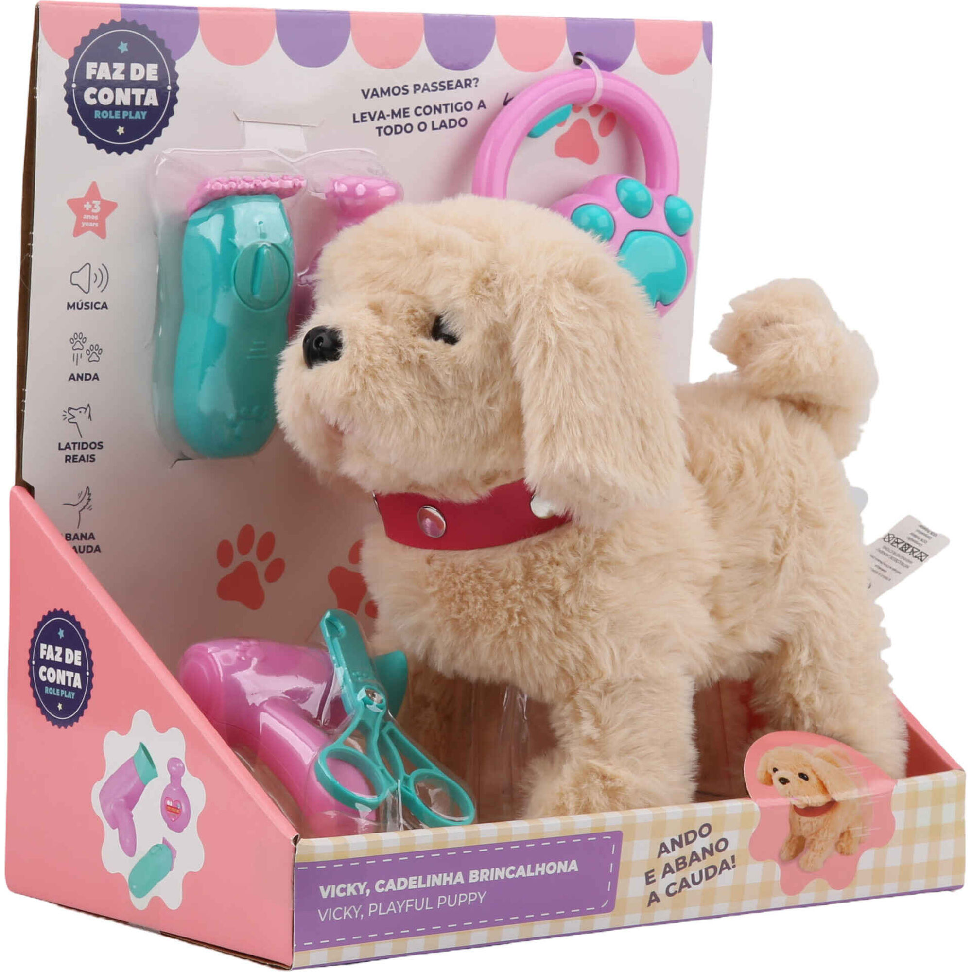 Zoko Faz de Conta - Peluche Vicky, Cadelinha Brincalhona