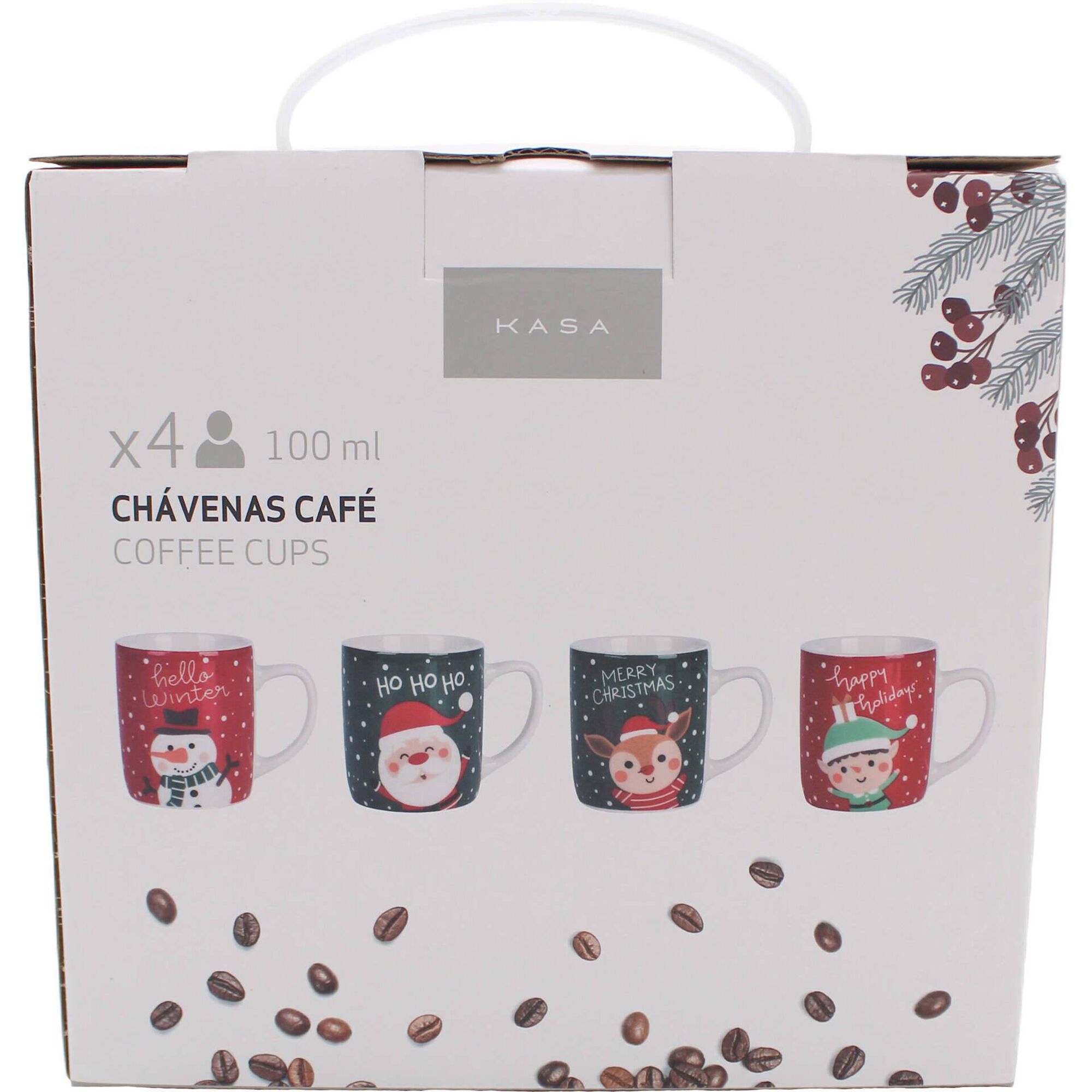 Conjunto 4 Chávenas Café Figuras Natal
