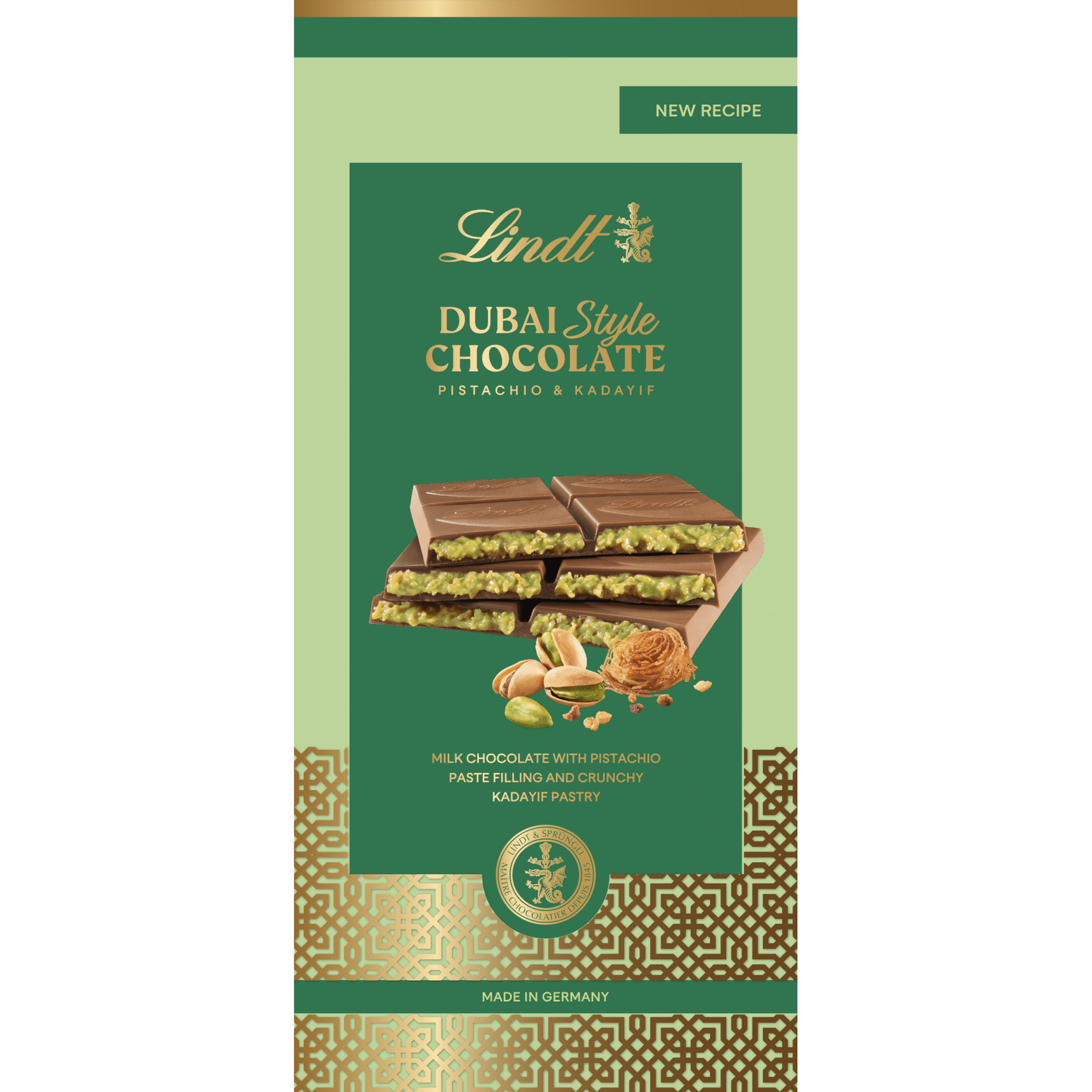 Tablete de Chocolate de Leite com Pist&aacute;cio Dubai Style Lindt