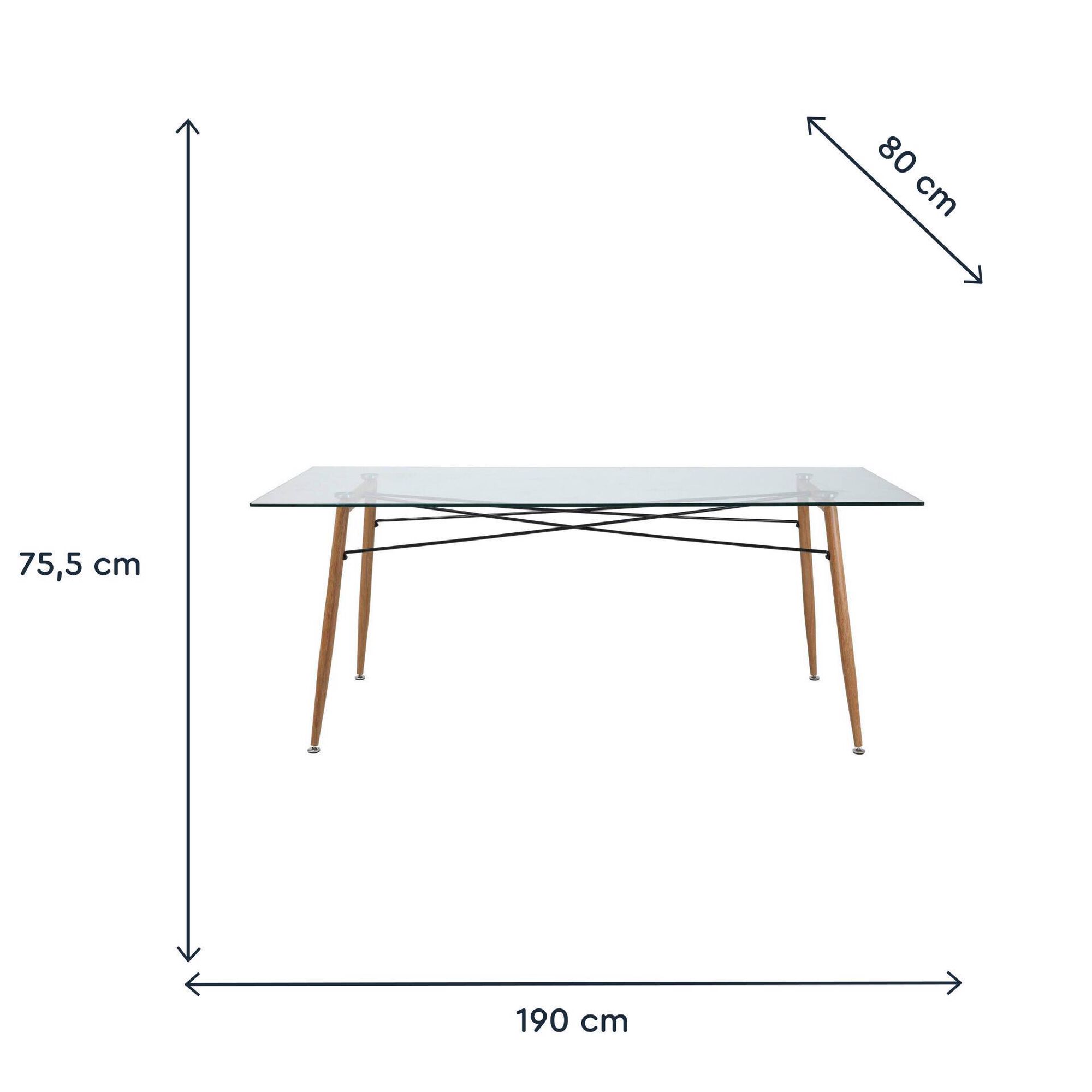 Mesa de Jantar com Tampo em Vidro Kasa