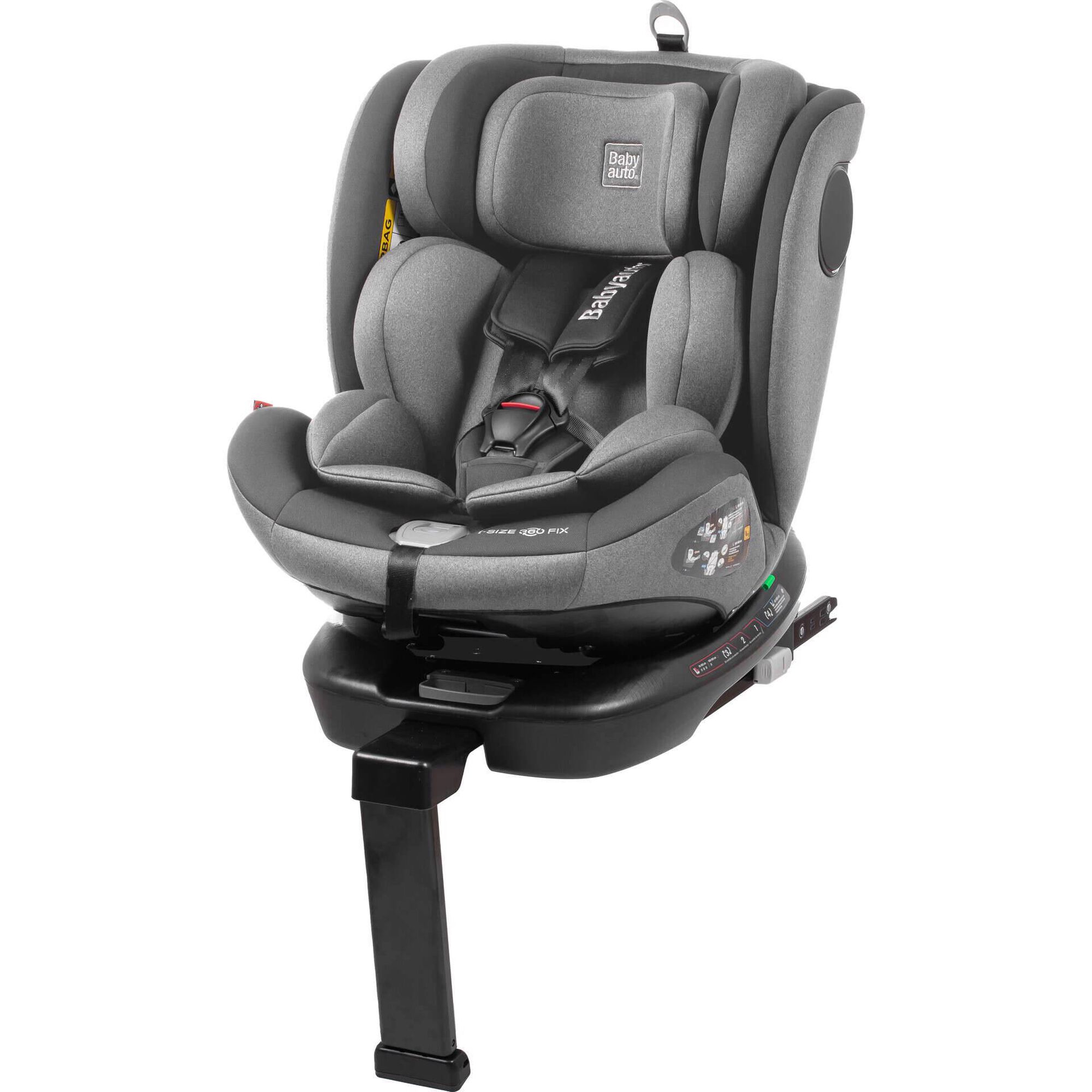 Cadeira Auto I-Size 40-150cm Isofix Rotativa com Pata Cinza