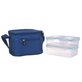 Conjunto Saco Térmico Tiracolo e 3 Caixas Azul 4 My Lunch Conjunto Saco Térmico Tiracolo e 3 Caixas Azul 4 My Lunch