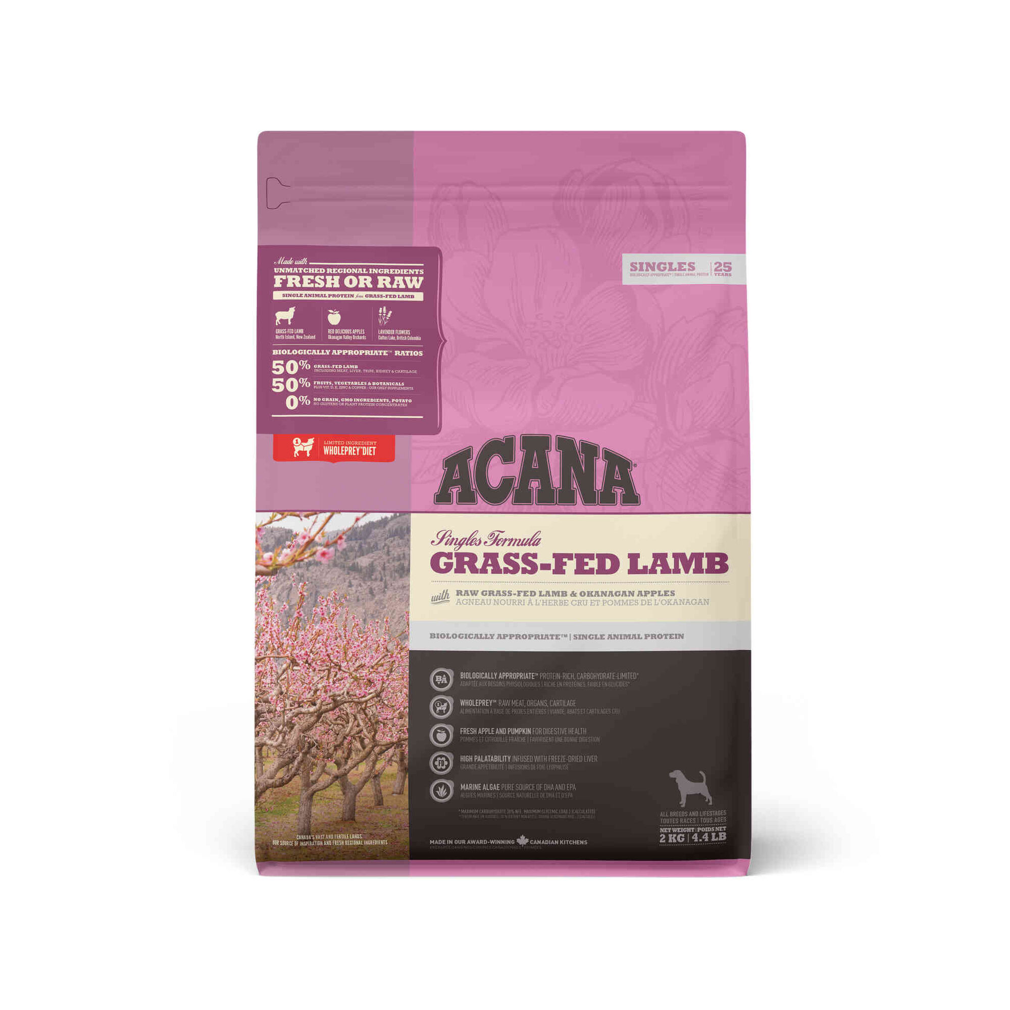 Ra&ccedil;&atilde;o para C&atilde;o Singles Formula Grass-Fed Lamb Acana