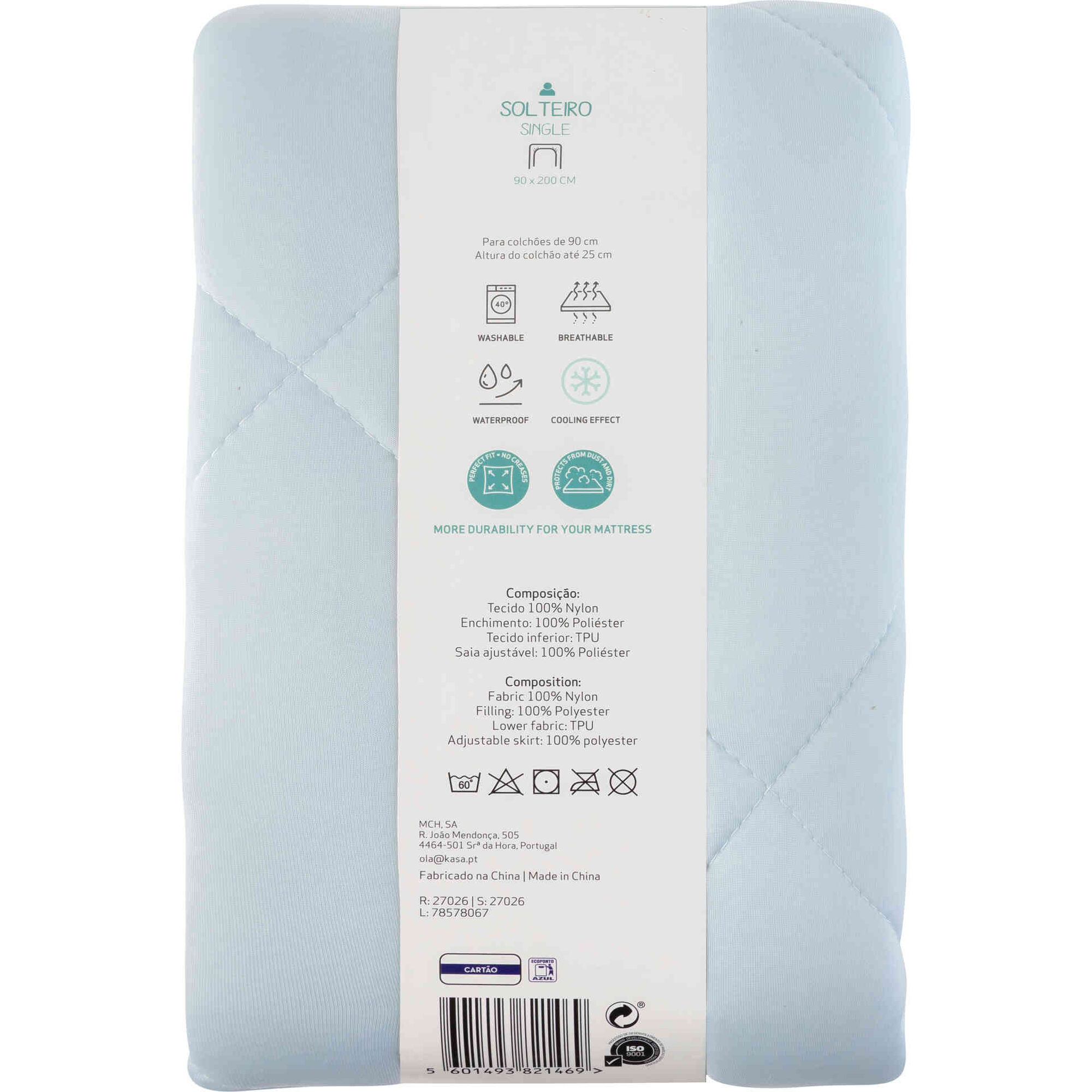 Protetor de Colch&atilde;o Imperme&aacute;vel e Refrescante 200x90cm Kasa