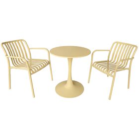 Conjunto de Refei&ccedil;&atilde;o Mesa e 2 Cadeiras Amarelo Kasa