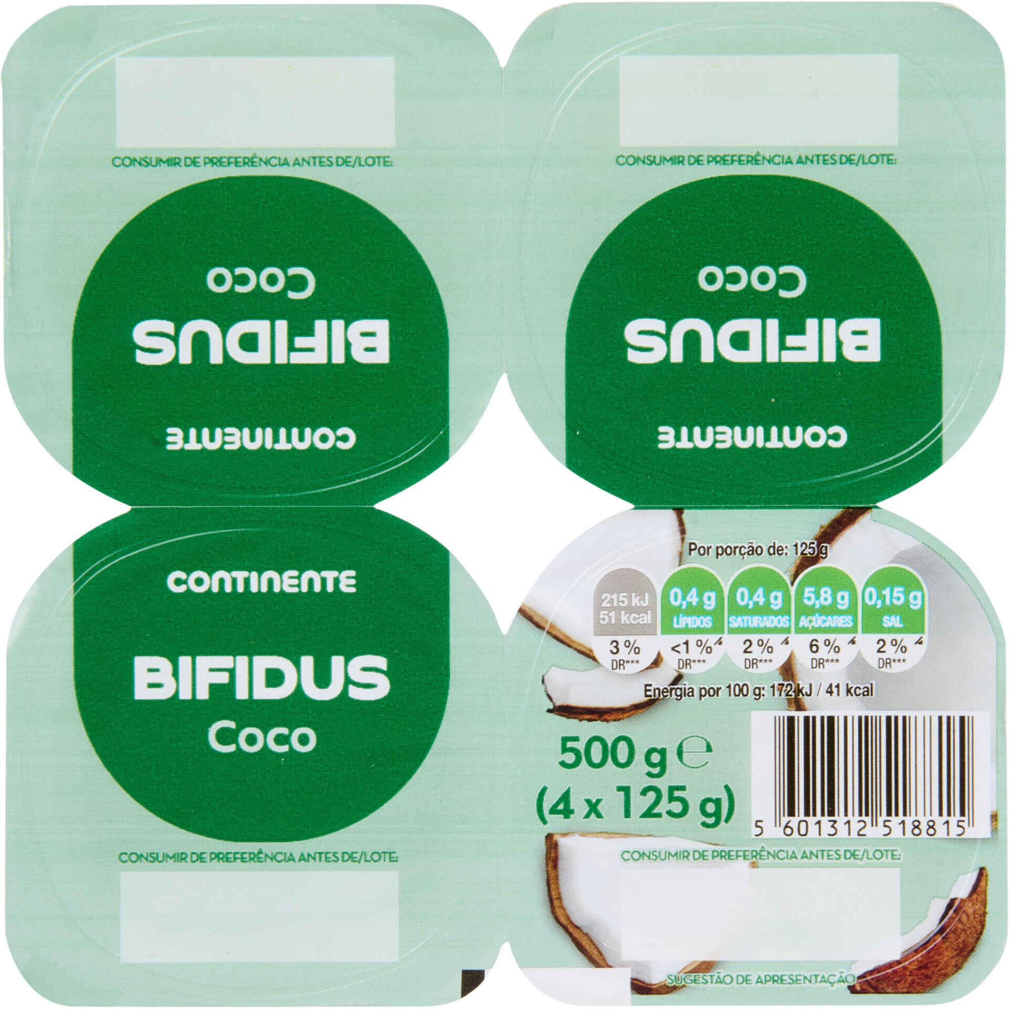 Iogurte Bifidus Triplo 0% Coco Continente