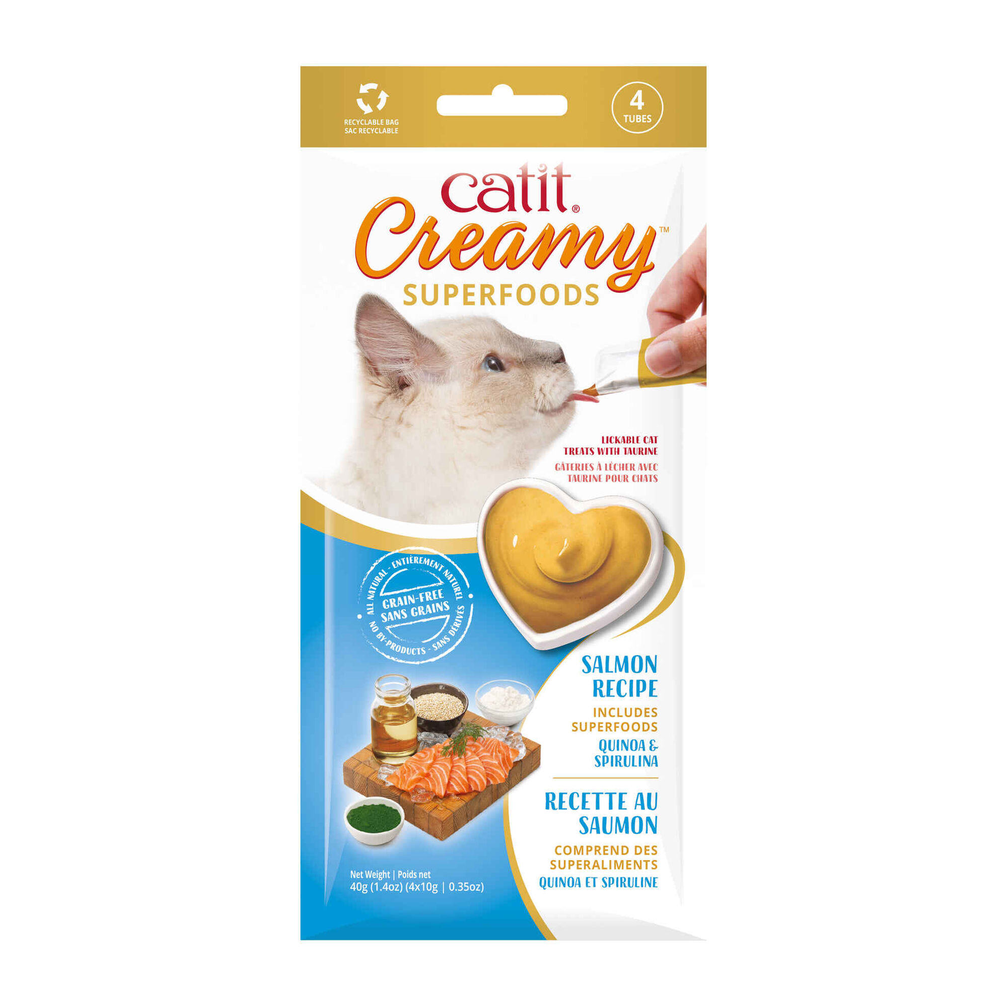 Pur&eacute; para Gato Creamy Salm&atilde;o, Quinoa e Spirulina Catit