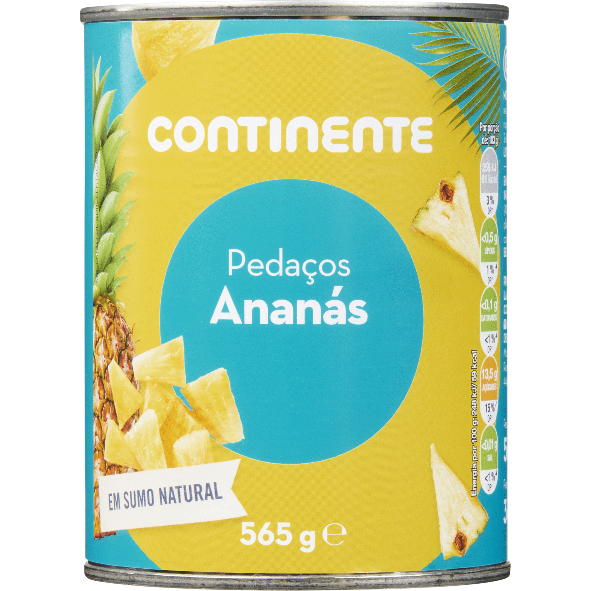 Pedaços de Ananás em Caldo de Sumo Natural