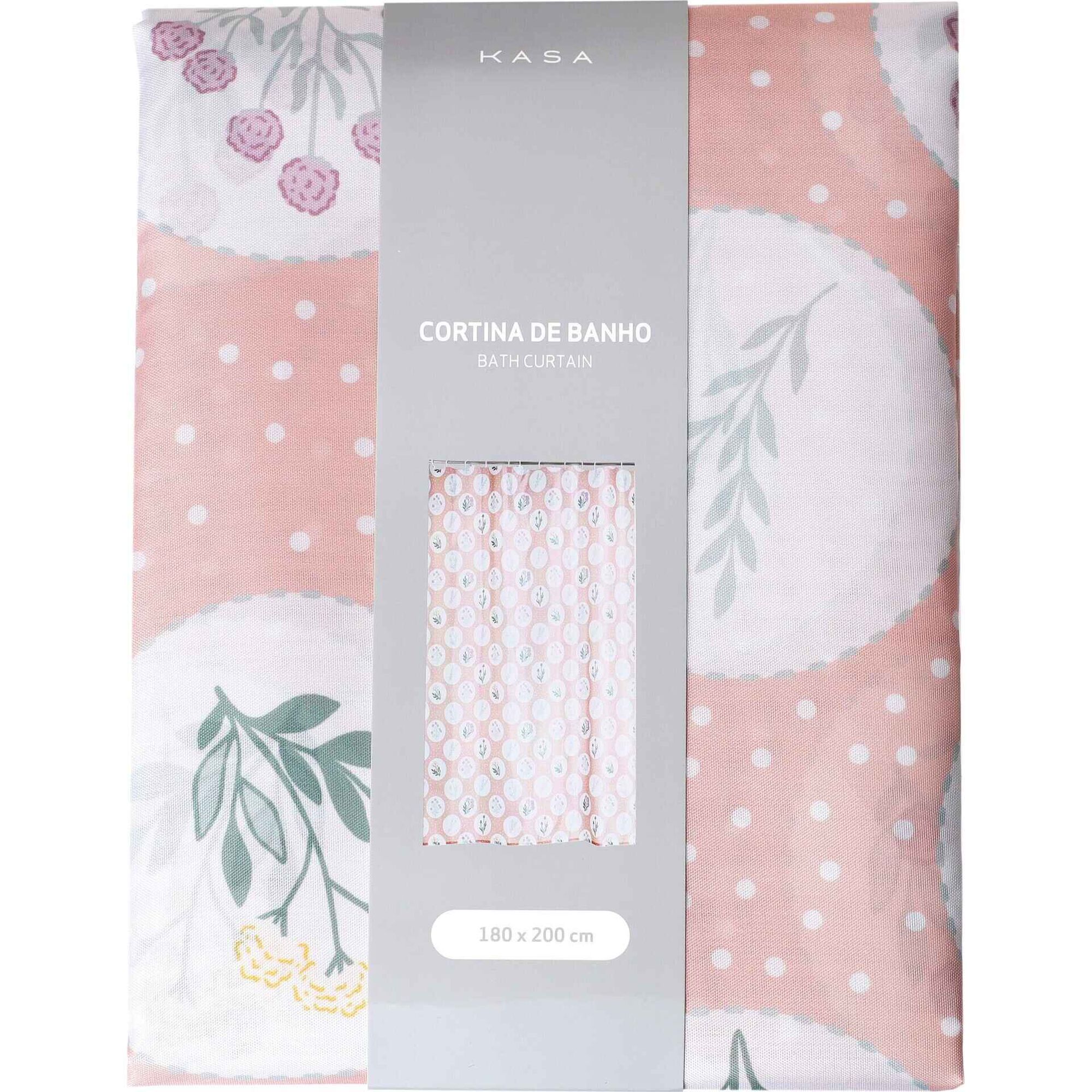 Cortina de Banho Poliéster 200x180cm Rosa