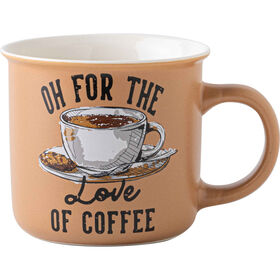Caneca 360ml Vintage Love of Coffee Bege Kasa