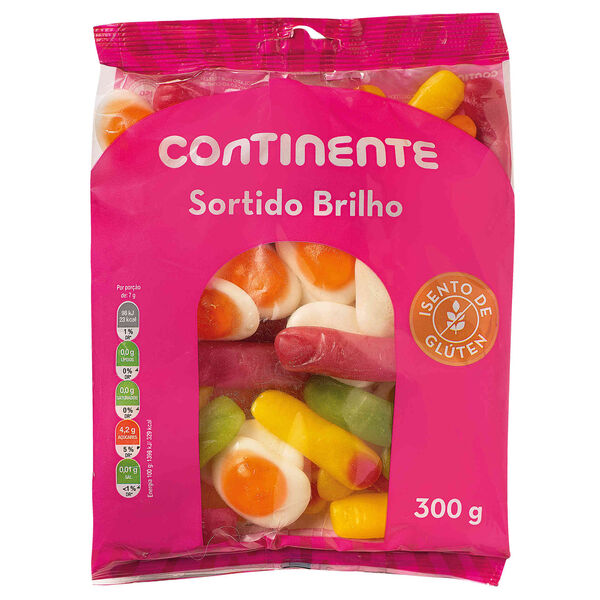 Gomas Sortido Brilho sem Glúten Continente Infantil