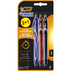 Esferogr&aacute;fica Gel-ocity Quick Dry de Tinta Gel Azul, Preta e Vermelha Bic