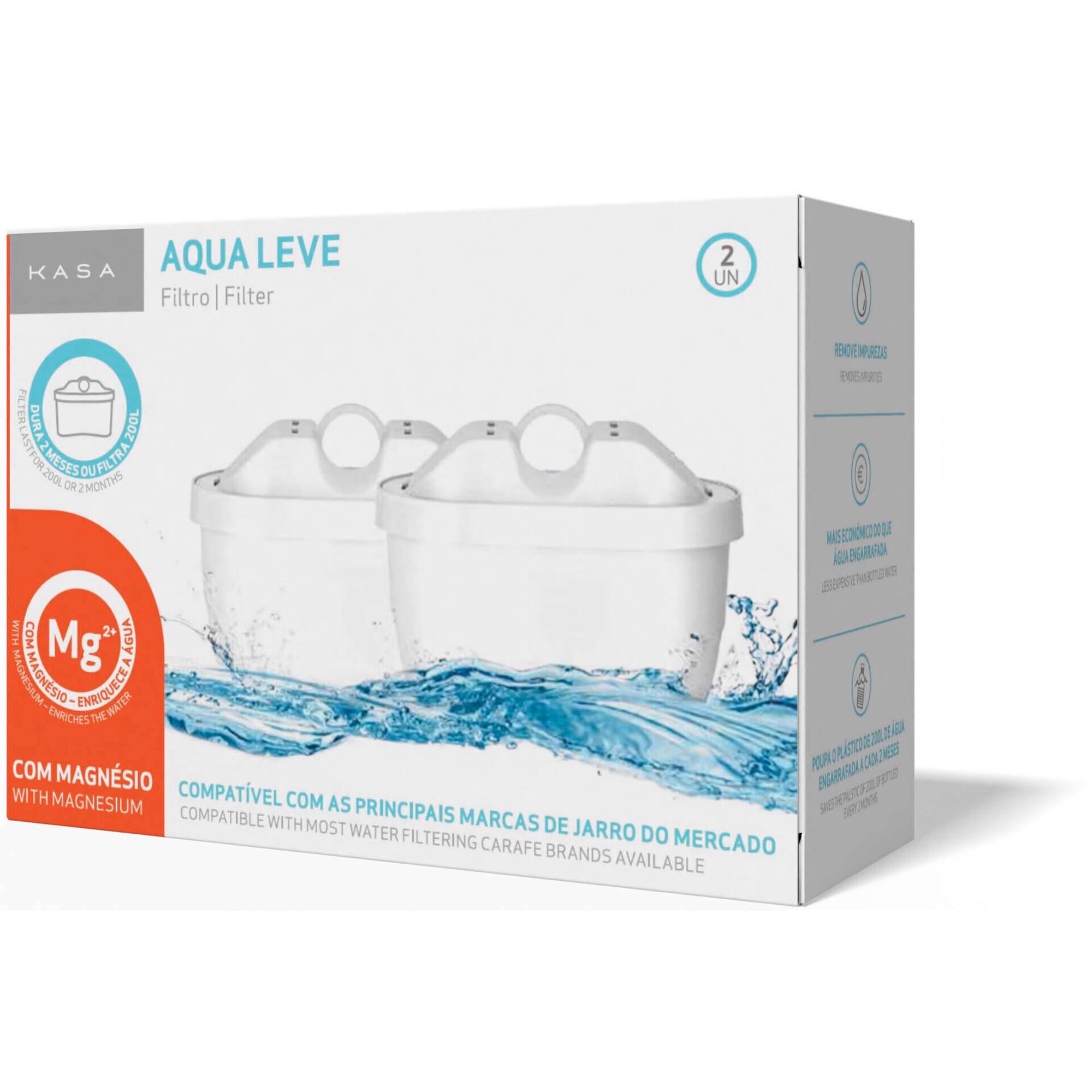 Conjunto 2 Filtros com Magn&eacute;sio para Jarro Aqua Leve Kasa