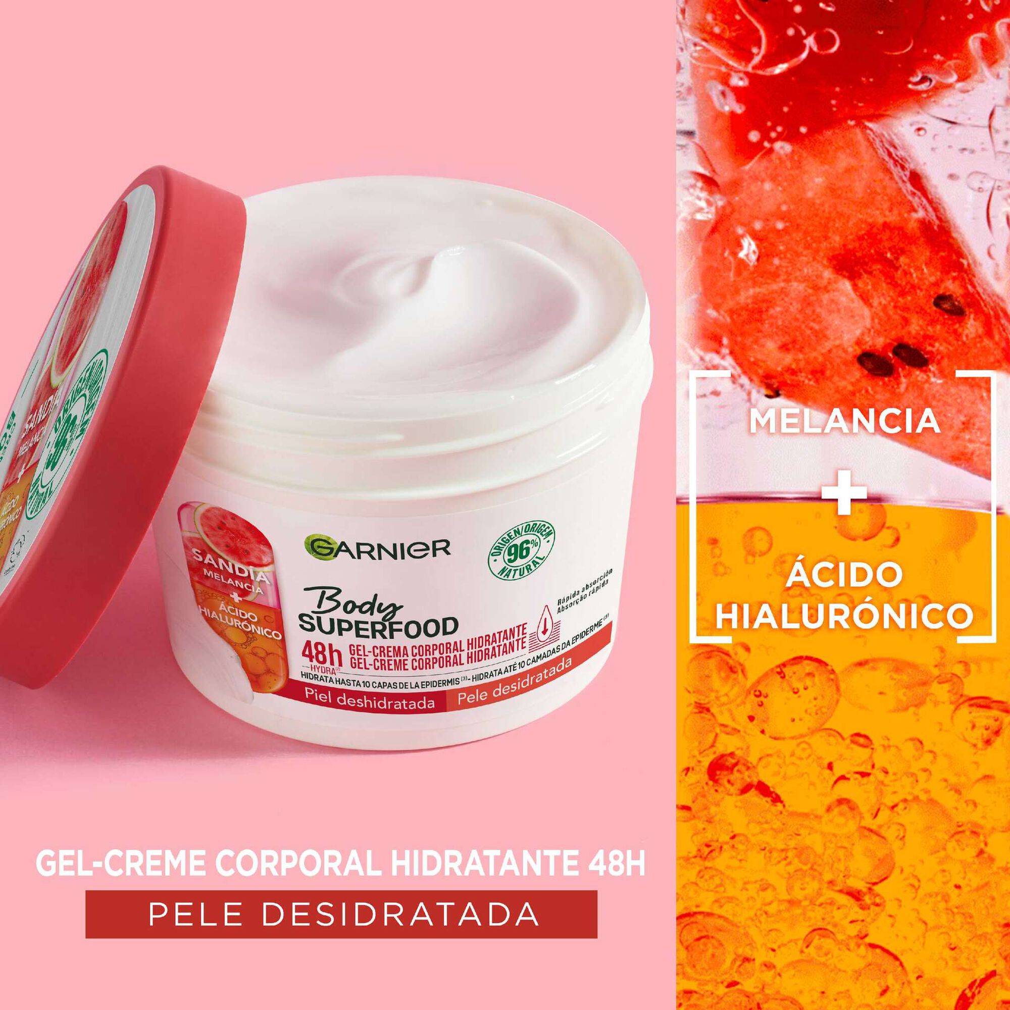 Creme Corpo Hidratante Melancia e &Aacute;cido Hialur&oacute;nico Superfood