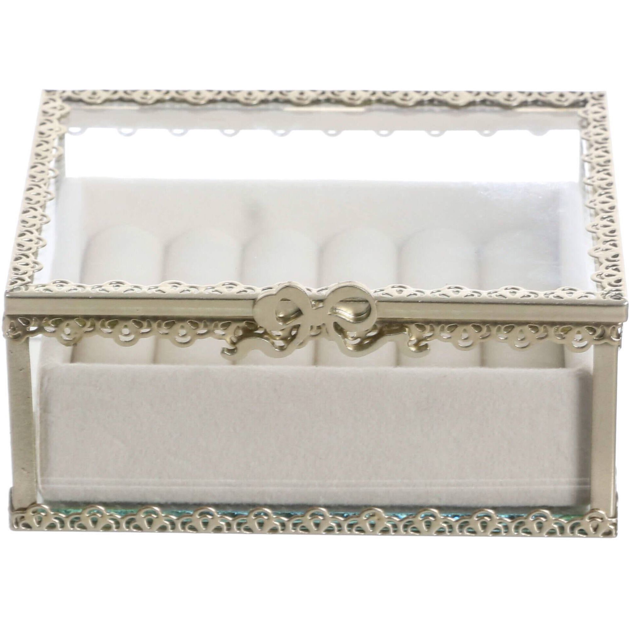 Caixa J&oacute;ias Dourada Quadrada Kasa