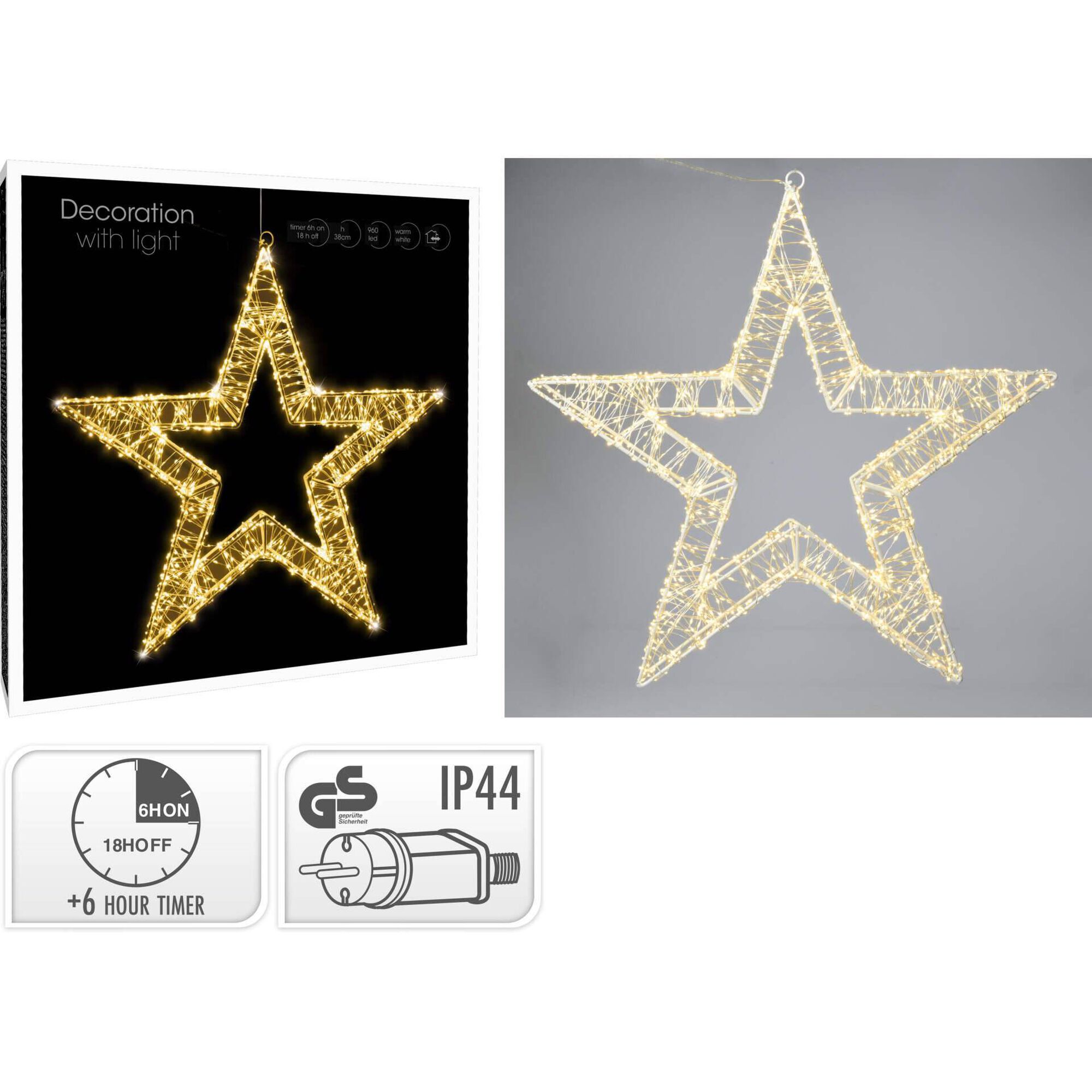 Estrela Decorativa 960 Leds Branco Quente