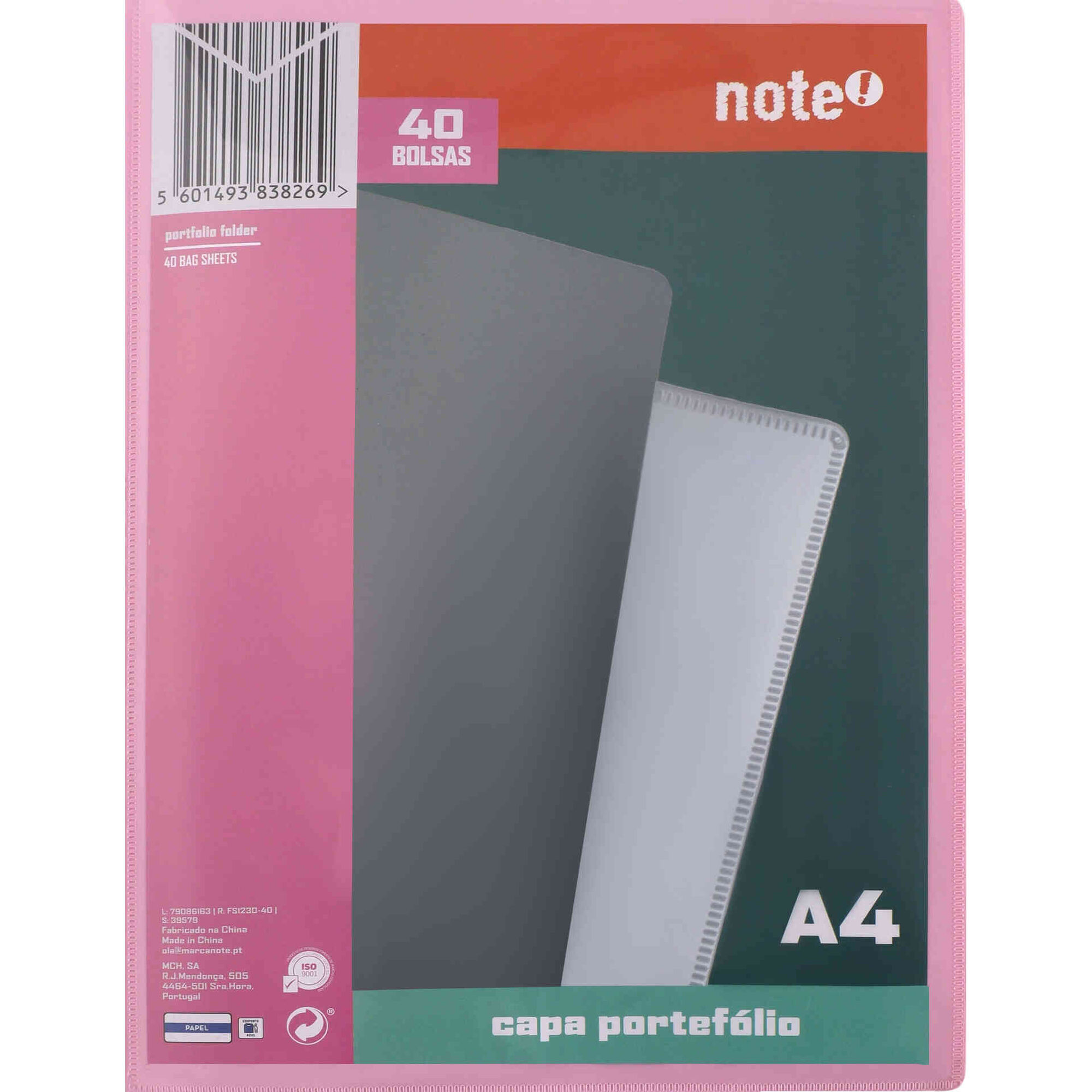 Capa Portef&oacute;lio A4 40 Bolsas (v&aacute;rias cores) Note!