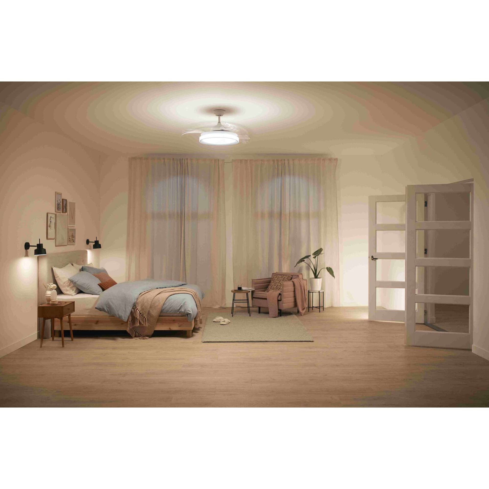 Ventoinha Teto LED com Comando 4000K 45W Branco