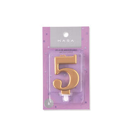 Vela N&ordm;5 8cm Dourado Kasa