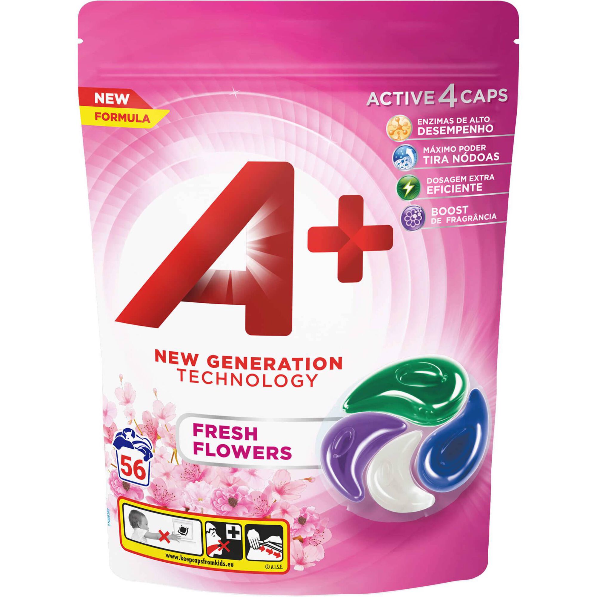Detergente Máquina Roupa Cápsulas 4 em 1 Fresh Flowers